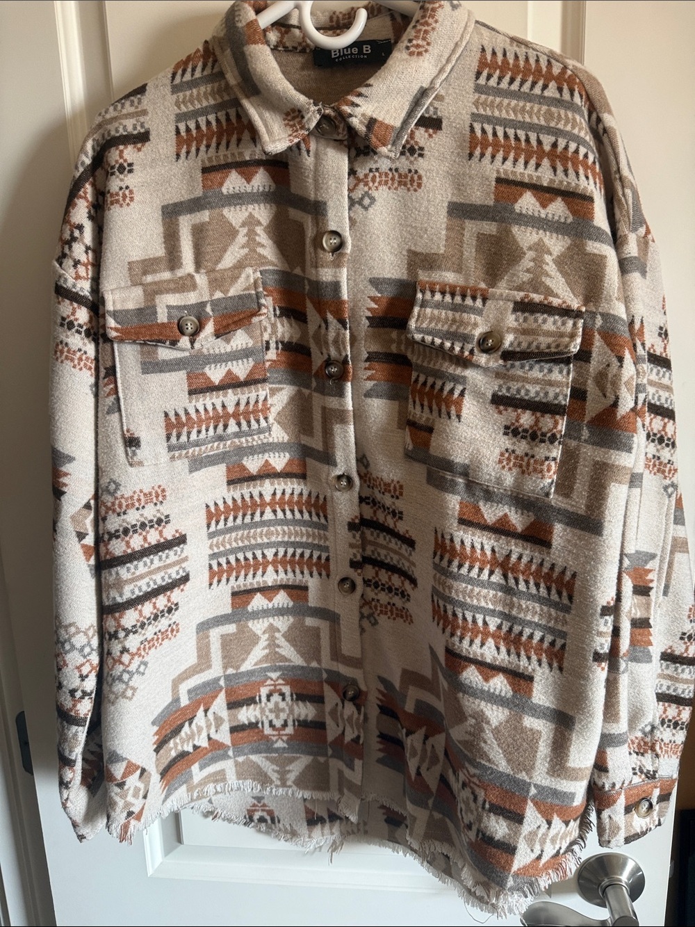 Blue B Women's Cream & Brown Aztec Shirt Jacket